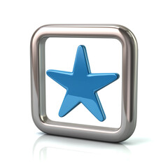 Metallic rounded square frame with blue star icon