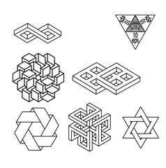 Impossible geometry symbols vector set.