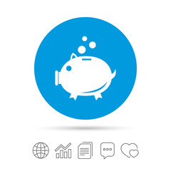 Piggy bank sign icon. Moneybox symbol.