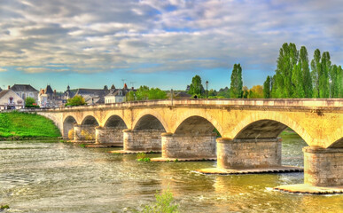 Fototapeta na wymiar Marechal Leclerc Bridge across the Loire in Amboise, France