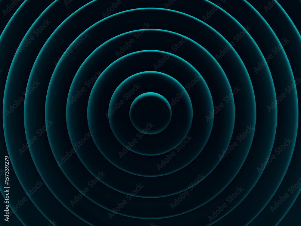 Fototapete rings. cyan vibrant geometric background for material modern design. 3d illustration. works for text