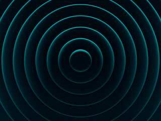 Rings. Cyan vibrant geometric background for material modern design. 3D illustration. Works for text and website backgrounds, print and mobile application.