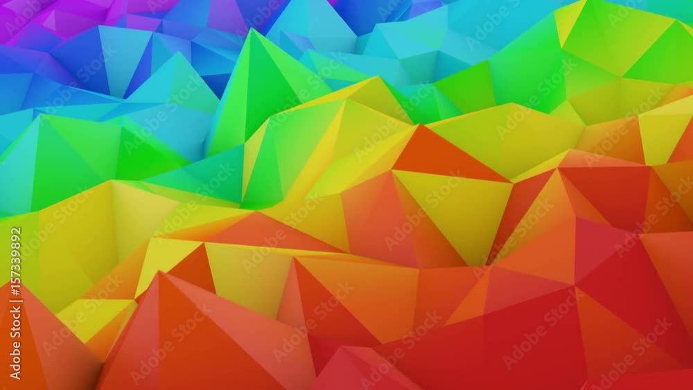 Poster colorful low poly shape. semless loop abstract 3d render animation. 4k uhd (3840x2160)