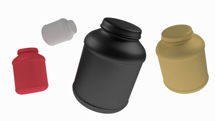 whey protein Bottle 3D rendering on white background