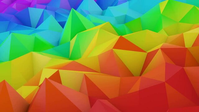 Colorful low poly shape. Semless loop abstract 3D render animation. 4k UHD (3840x2160)

