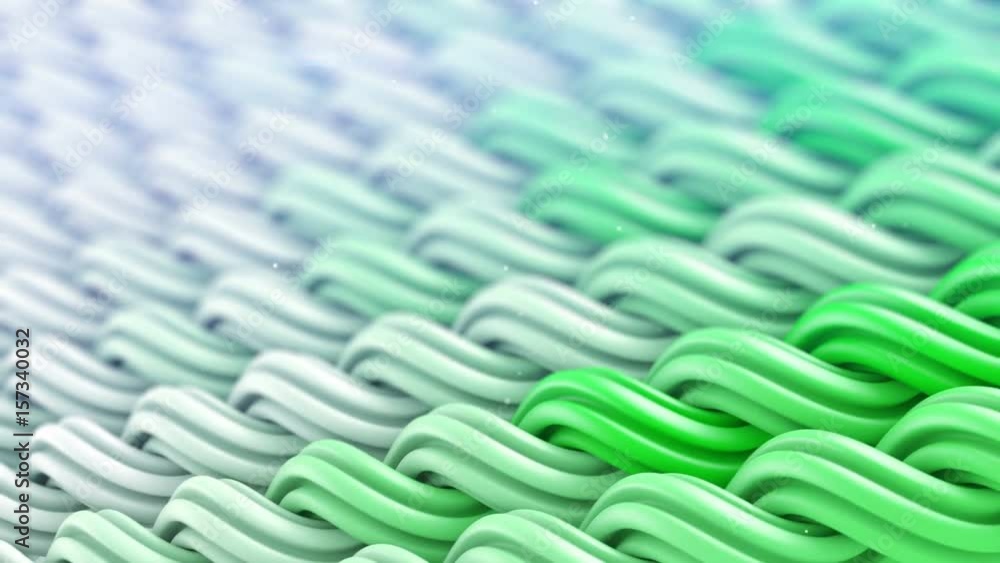 Poster white green curles ornament. abstract background. computer generated seamless loop 3d animation 4k u