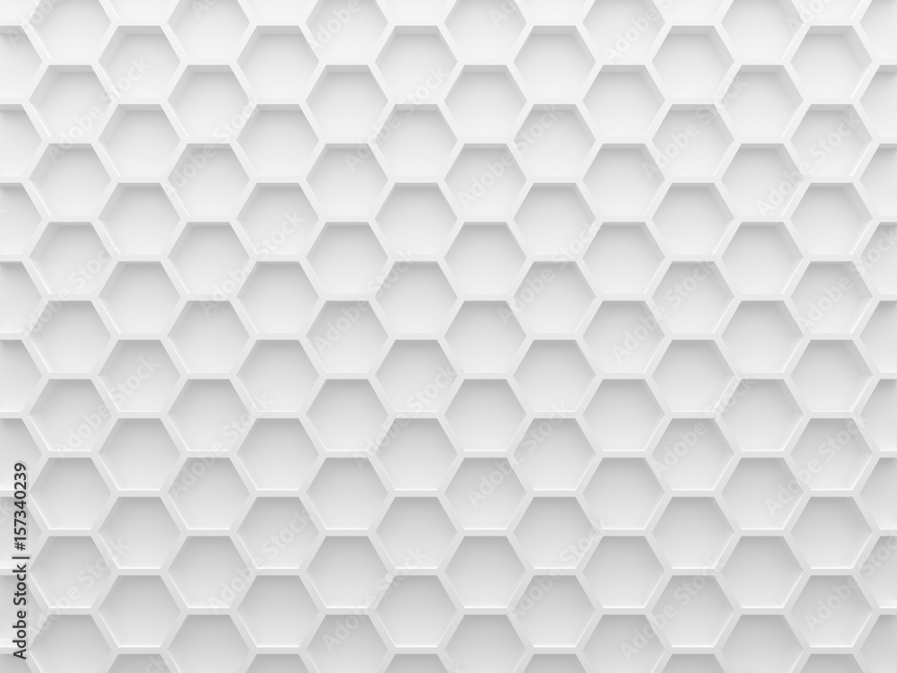 Poster white clean hexagons background picture. 3d illustration. this image works good for text and website