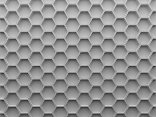 Gray hexagons geometric background for material modern design. 3D illustration. Works for text and website backgrounds, print and mobile application.