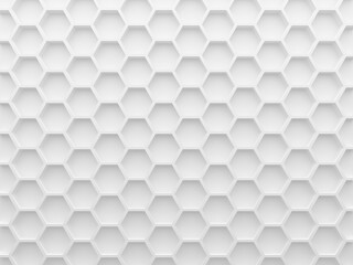 Fototapeta premium White clean hexagons background picture. 3D illustration. This image works good for text and website background, print and mobile application.