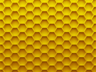 Yellow hexagons abstract background for graphic design, book cover template, business brochure, website template design. 3D illustration. Honey.