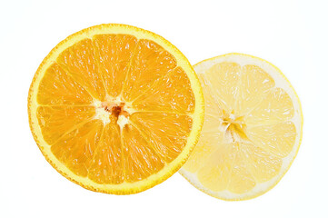 Orange and lemon close up