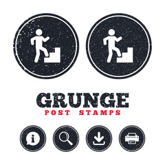 Upstairs icon. Human walking on ladder sign.