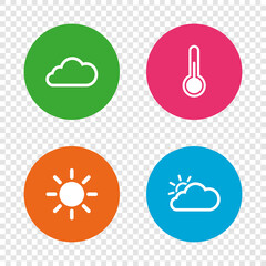 Fototapeta premium Weather icons. Cloud and sun. Temperature symbol.