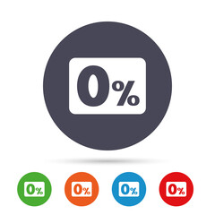 Zero percent sign icon. Zero credit symbol.