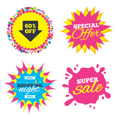 60 percent sale arrow tag sign icon.
