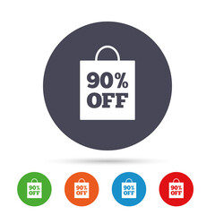 90 percent sale bag tag sign icon.