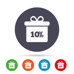 10 percent sale gift box tag sign icon.