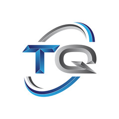 Simple initial letter logo modern swoosh TQ
