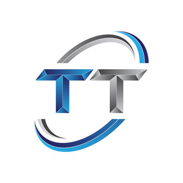 Simple initial letter logo modern swoosh TT