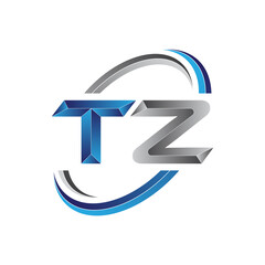 Simple initial letter logo modern swoosh TZ