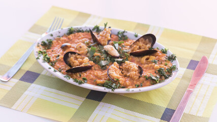 food, paella, rice, seafood, spanish, recipe, dish, pan, prawn, cuisine