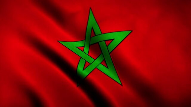 Morocco Flag Blowing in the Wind