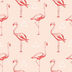 Flamingo seamless pattern. Vector background design with flamingos for wallpaper, fabric, textile.