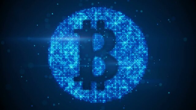 Bitcoin sign virtual currency symbol. The last 10 seconds are seamless loop. 4k UHD (3840x2160)
