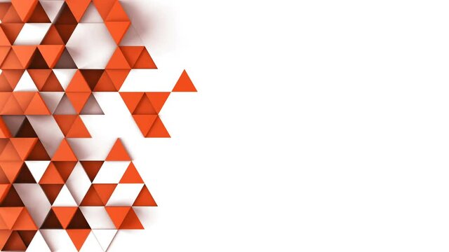 Red triangles extruded and free space. Abstract geometric background. 3D render seamless loop smooth animation. 4k UHD (3840x2160)
