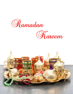Arabic tea rosary Ramadan kareem Eid mubarak