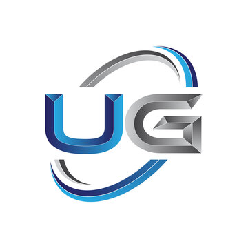 Simple initial letter logo modern swoosh UG