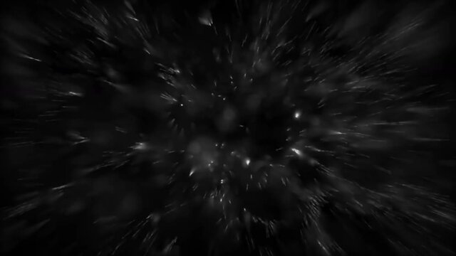 Sparkling particles flying on camera. Computer generated seamless loop abstract motion background 4k (4096x2304)
