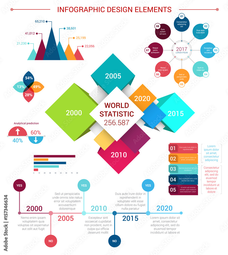 Poster vector flat infographics design elements template