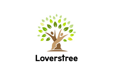 Obraz premium Creative Colorful People Tree Logo Design Illustration