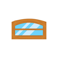 Wooden window frames view . Retro plastic windows. Flat windows