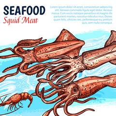 Vector poster for seafood or fish food market