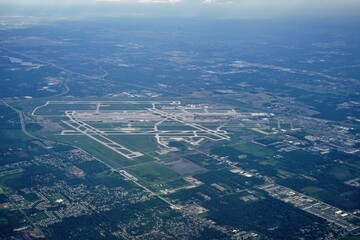 Aerial view of the Detroit Metropolitan Wayne County Metro Airport (DTW) 