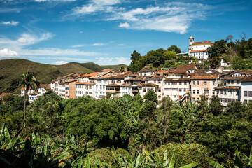 View of the unesco world heritage city of Ouro Preto in Minas Gerais Brazil