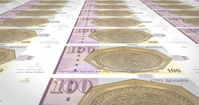 Banknotes of one hundred macedonian denari of Macedonia, cash money, loop