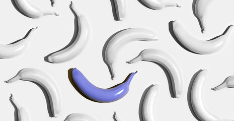 Series of painted bananas with one out concept
