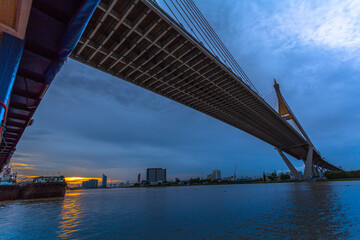 Bhumibol bridge across Cho Phraya river