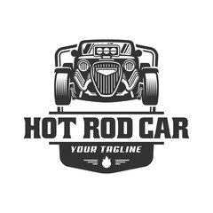 Hot Rod car logo, HotRod vector emblem, Vector Hot Rod car logo design, hotrod vector 