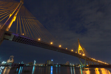 Fototapeta na wymiar Bhumibol bridge across Cho Phraya river