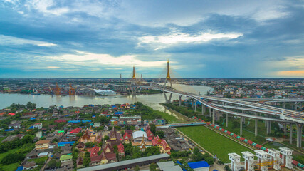 Bhumibol bridge across Cho Phraya river