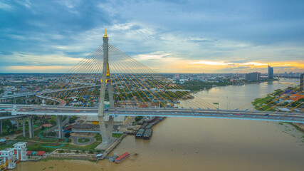 Bhumibol bridge across Cho Phraya river