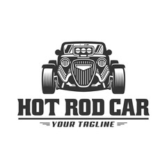 Obraz premium Hot Rod car logo, HotRod vector emblem, Vector Hot Rod car logo design, hotrod vector 