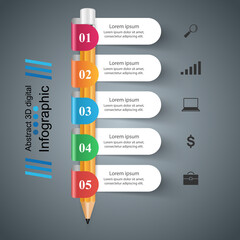 Business Infographics. Pencil icon.