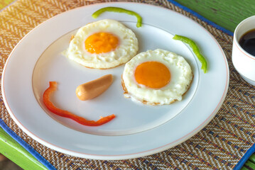 Happy Face Frying Eggs breakfast