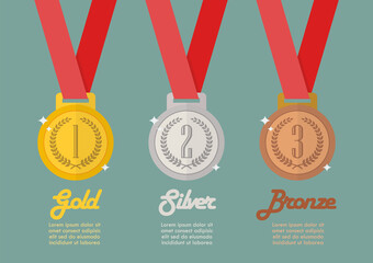 Gold silver and bronze medals infographic