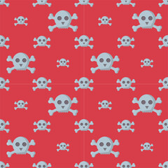 Grunge seamless pattern with skulls vector illustration human bone horror art dead face skeleton.